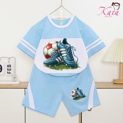 Bộ thun bé trai KATA phối thân viền tay in đôi giày quả bóng - BT125