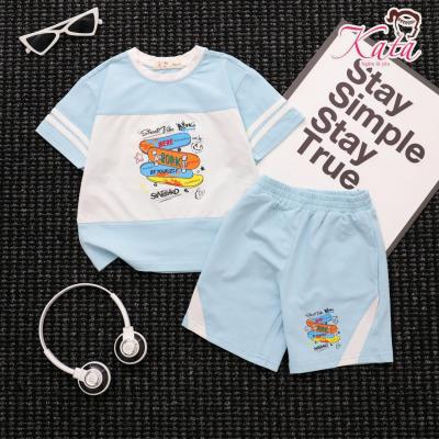 Bộ thun bé trai KATA phối thân viền tay in ván trượt - BT125