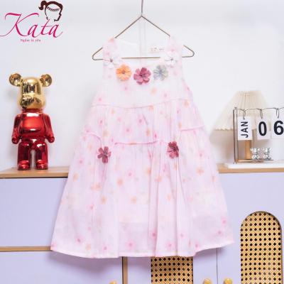 Đầm bé gái Kata tầng đính hoa cổ - D105