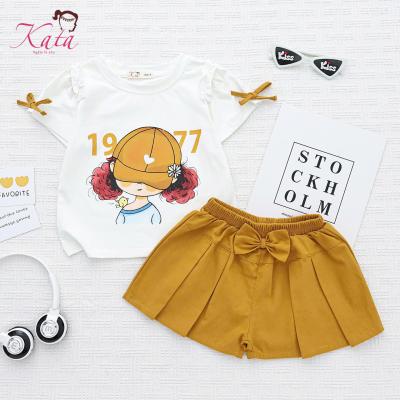 Bộ bé gái Kata quần kaki xếp ly áo in cô gái 1977 - BG109