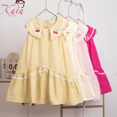 Đầm bé gái Kata đính cherry cổ nhọn - D99
