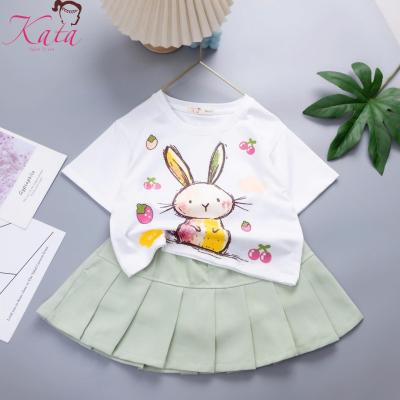 Bộ váy bé gái Kata kaki xếp ly thỏ dâu - BV109
