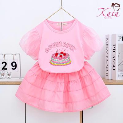 Bộ váy bé gái Kata áo phối tay voan in bánh kem - BV109