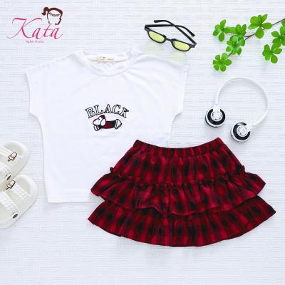 Bộ váy bé gái Kata caro 2 tầng áo thêu chó BLACK - BV109