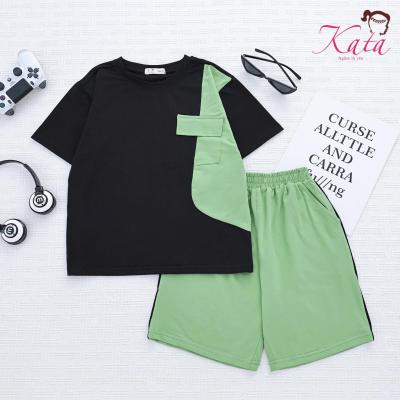 Bộ thun bé trai KATA áo phối có túi ngực - BT109