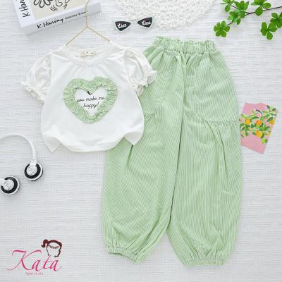 Bộ bé gái Kata quần dài vải sọc áo in YOU MAKE ME HAPPY - BG115